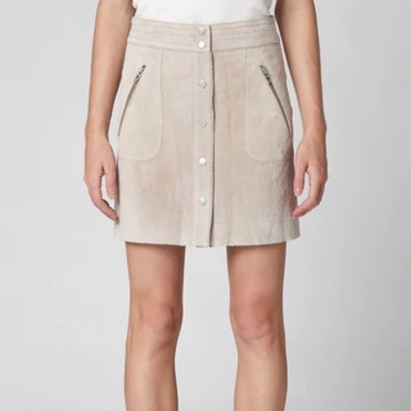 BLANKNYC Tan Suede Leather Fawn Skirt Short Button Front Pockets Women’s Size 25 - Picture 12 of 12
